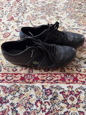 Lacoste Men's Black Lace-Up Sneakers with Croc Logo